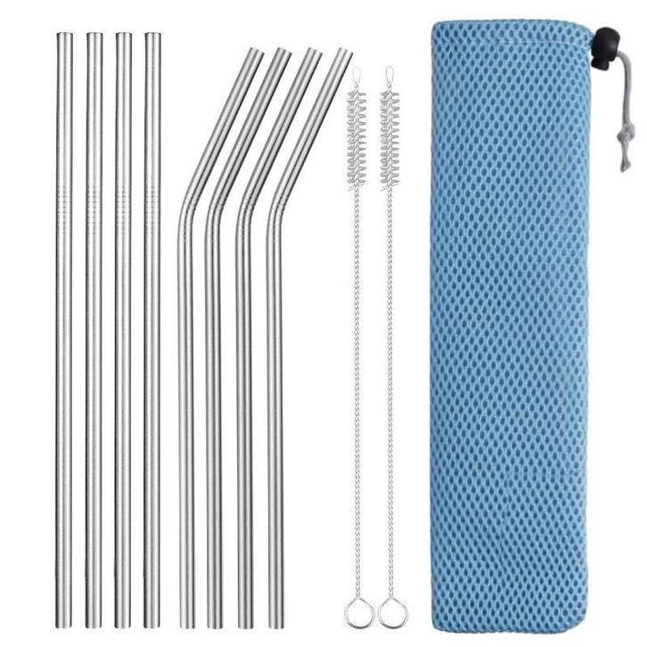 Fako Bijoux - RVS Rietjes Set -  8 Herbruikbare Rietjes - 4, Huis en Inrichting, Keuken | Bestek, Verzenden