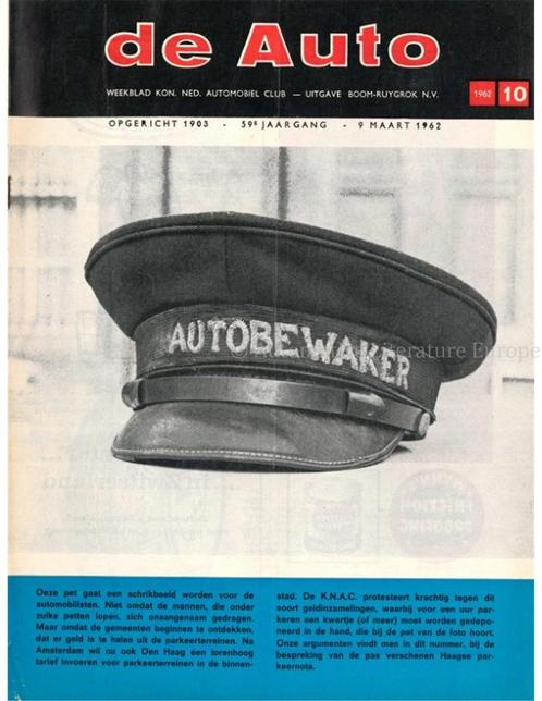 1962 DE AUTO MAGAZINE 10 NEDERLANDS, Boeken, Auto's | Folders en Tijdschriften