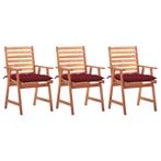 vidaXL Chaises à dîner dextérieur 3 pcs avec coussins, Neuf, Verzenden