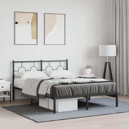 vidaXL Bedframe met hoofdbord metaal zwart 140x200 cm, Huis en Inrichting, Slaapkamer | Bedden, Nieuw, Verzenden
