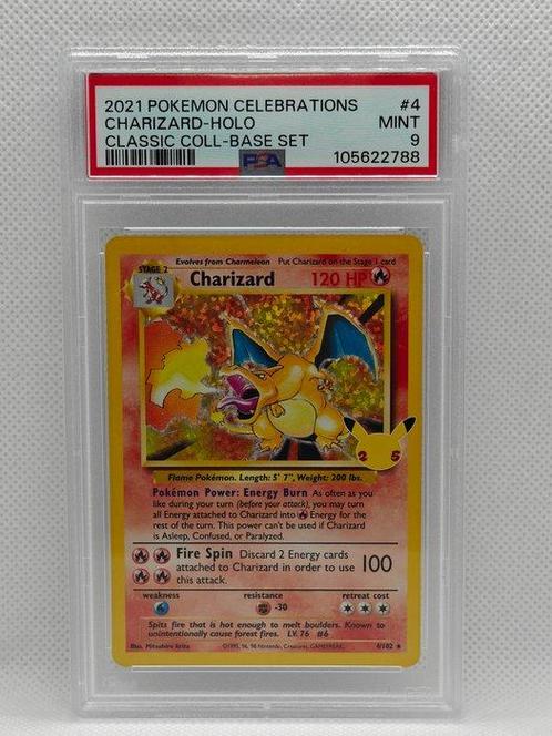Pokémon - 1 Graded card - PSA 9 MINT Charizard 4/102 - no, Hobby en Vrije tijd, Verzamelkaartspellen | Pokémon