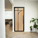 Stalen Binnendeur - Zwart - 5 Vlaks rond - Mat glas, Minder dan 80 cm, Binnendeur, Nieuw, Metaal