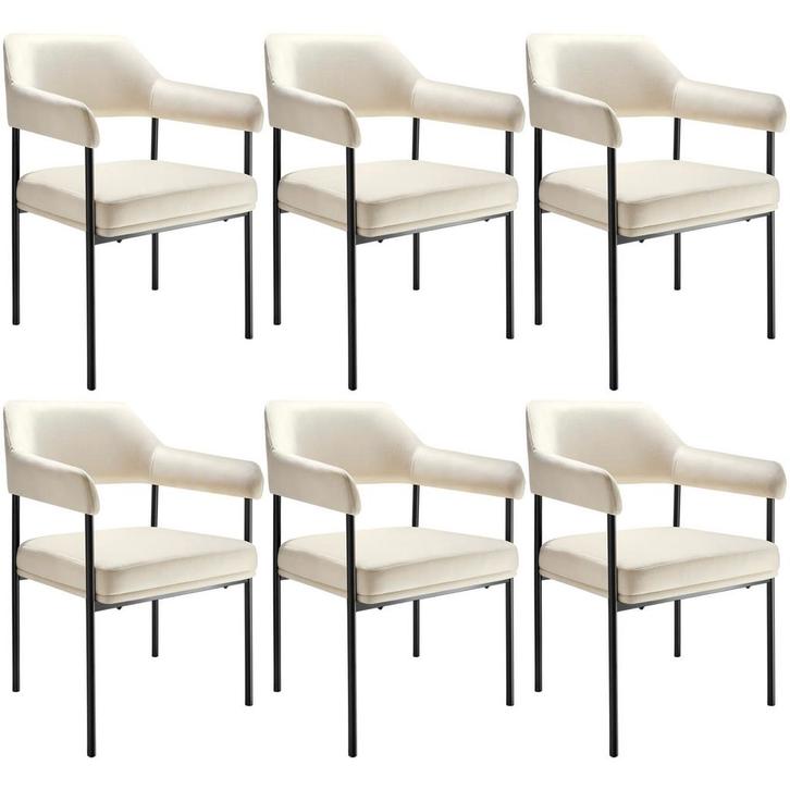 tectake Eetkamerstoel Doé, gestoffeerd, stalen poten - Gewev, Huis en Inrichting, Stoelen, Verzenden