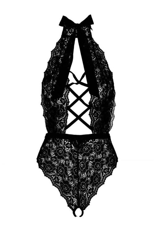 Sexy Lingerie kanten stringbody + size XL - XXL zwart Leg..., Handtassen en Accessoires, Uiterlijk | Parfum, Nieuw, Verzenden