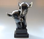 Michel Leducq - sculptuur, Twee herten  - Art Deco - 32 cm