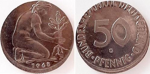 Duitsland 50 Pfennig 1968 G 2,2g artfremder Rohling unmag..., Postzegels en Munten, Munten | Europa | Niet-Euromunten, België