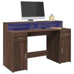 vidaXL Bureau met LED-verlichting 140x55x91 cm hout bruin, Huis en Inrichting, Bureaus, Verzenden, Nieuw