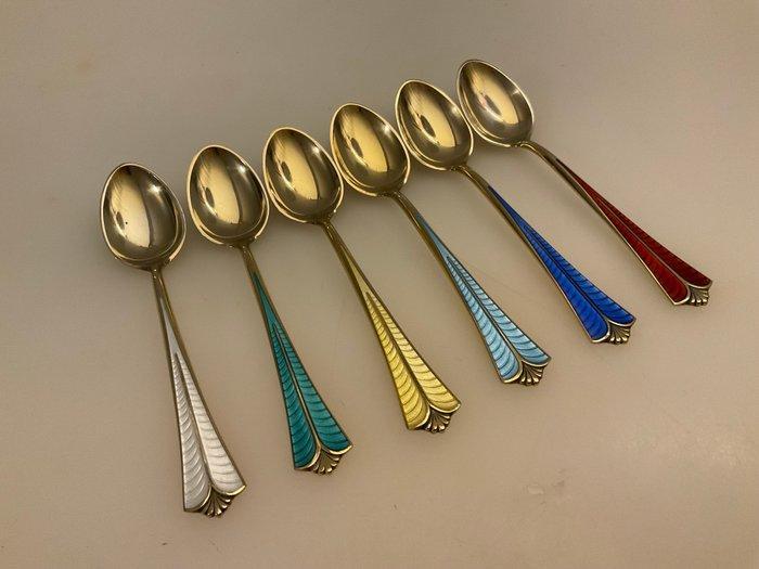 David Andersen - Theelepel (6) - Ongeslagen Noors, Antiek en Kunst, Antiek | Zilver en Goud