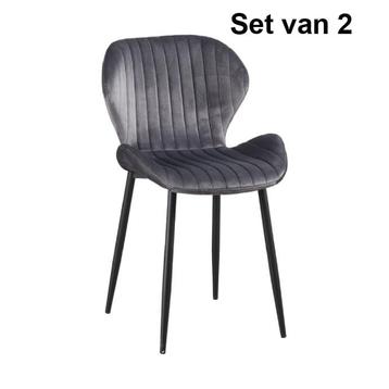 eetkamerstoel - Luxe Comfort - Velours - Antraciet, Ophalen of Verzenden
