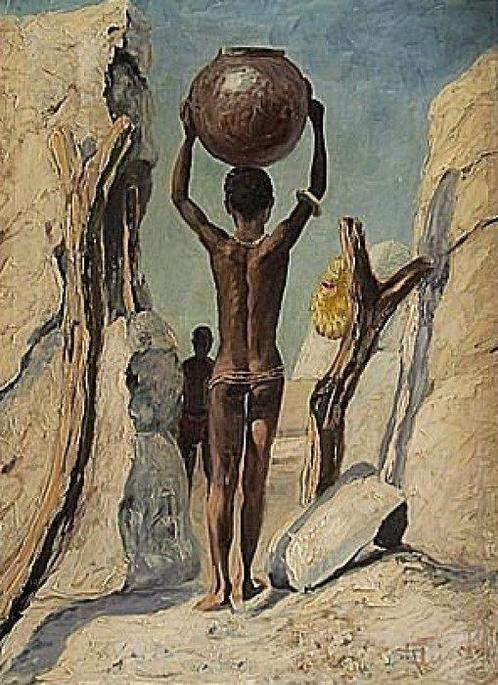 Josef Fleischer (1902-1985) - Junge afrikanische, Antiek en Kunst, Kunst | Schilderijen | Klassiek