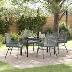vidaXL Tuin Eettafel Set 5 pcs Grijs poly rattan, Tuin en Terras, Verzenden, Nieuw
