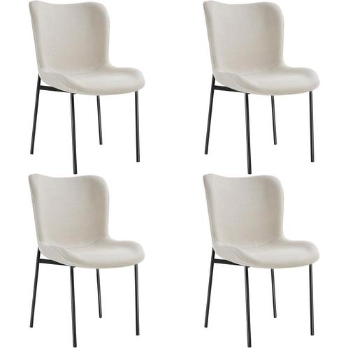 tectake Gestoffeerde stoel Tessa - Geweven stof gebroken wit, Huis en Inrichting, Stoelen, Verzenden