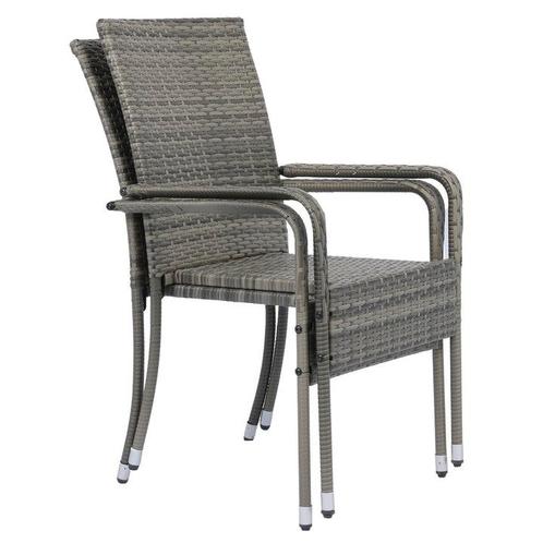 Tweedekans | Juskys Set van 2 Tuinstoelen Yoro - Polyrotan -, Tuin en Terras, Tuinsets en Loungesets, Ophalen of Verzenden