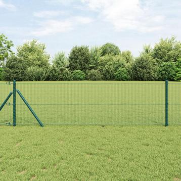 vidaXL Gelaste Draad Hek met 13 Palen Groen 0.6x50 m Staal, Verzenden