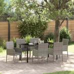 vidaXL 7 Persoons Tuinset met Eettafel en Kussens - Grijze, Verzenden, Nieuw, Tuinset