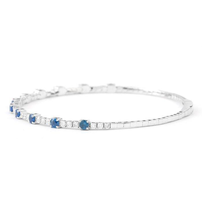 Armband - 14 karaat Witgoud - 1.97ct. tw. Saffier - Diamant, Handtassen en Accessoires, Armbanden