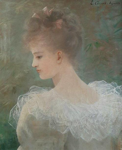 Louise Collomb-Agassis (1857-?) - Ritratto di Gentildonna, Antiek en Kunst, Kunst | Schilderijen | Klassiek