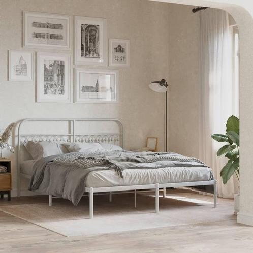 vidaXL Bedframe met hoofdbord metaal wit 160x200 cm, Huis en Inrichting, Slaapkamer | Bedden, Nieuw, Verzenden