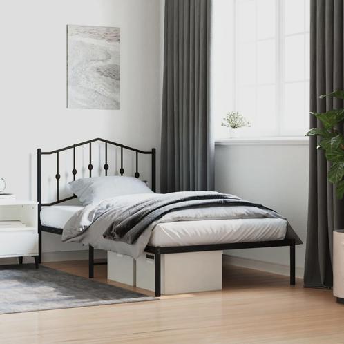 vidaXL Cadre de lit métal avec tête de lit noir 100x190, Huis en Inrichting, Slaapkamer | Bedden, Verzenden