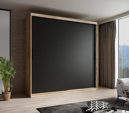 Kledingkast zwart eiken - 200x62x200 Kleerkast schuifdeuren, Maison & Meubles, Armoires | Autre, Envoi
