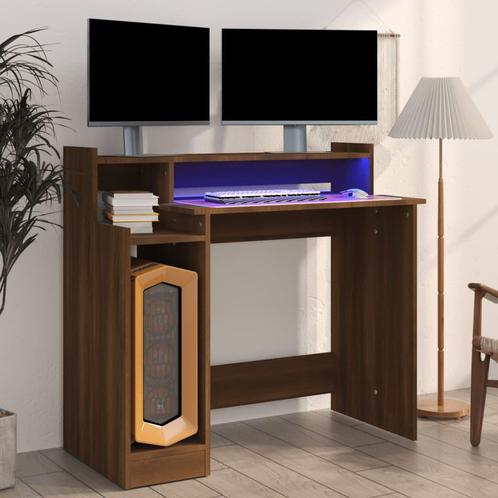 vidaXL Bureau met LED-verlichting 97x45x90 cm hout bruin, Huis en Inrichting, Bureaus, Nieuw, Verzenden