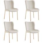 tectake Gestoffeerde stoel Tessa - Fluweellook beige/goud, S, Huis en Inrichting, Stoelen, Verzenden, Nieuw
