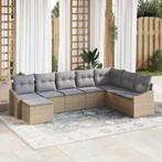 vidaXL Tuinbank Set 8 pcs Beige Poly rattan, Tuin en Terras, Verzenden, Nieuw