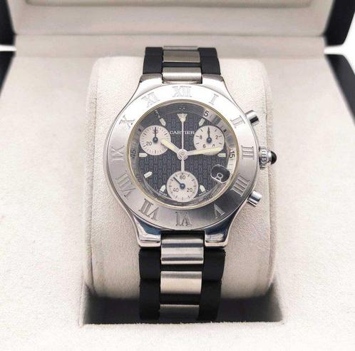 Cartier - 21 Chronoscaph Chronograph Quartz - Zonder, Handtassen en Accessoires, Horloges | Heren
