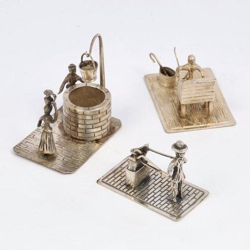 Klerk / Hoefsmid / Waterput *NO RESERVE* - Miniatuur figuur, Antiek en Kunst, Antiek | Zilver en Goud