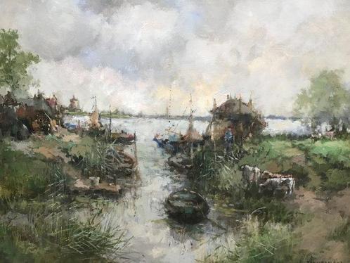 Theodorus van Oorschot(1910-1989) - Hollands landschap., Antiek en Kunst, Kunst | Schilderijen | Klassiek