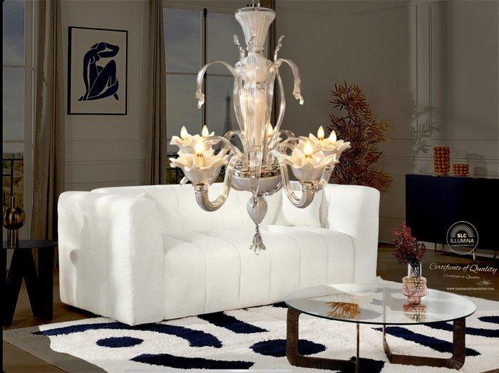 Lustre - Verre de Murano - Murano blanc et transparent, Antiquités & Art, Art | Objets design