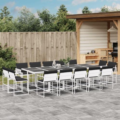 vidaXL 15-delige Tuinset met kussens textileen wit, Tuin en Terras, Tuinsets en Loungesets, Tuinset, Nieuw, Verzenden