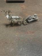 Miniatuur beeldje - Renna con slitta e regali - Zilver