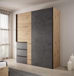 Kledingkast - Eiken - Grijs - 170x61x200 - Garderobekast, Huis en Inrichting, Verzenden, Nieuw