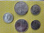 Verenigde Staten. A Lot of 5x Large USA Silver Coins 2x 1oz