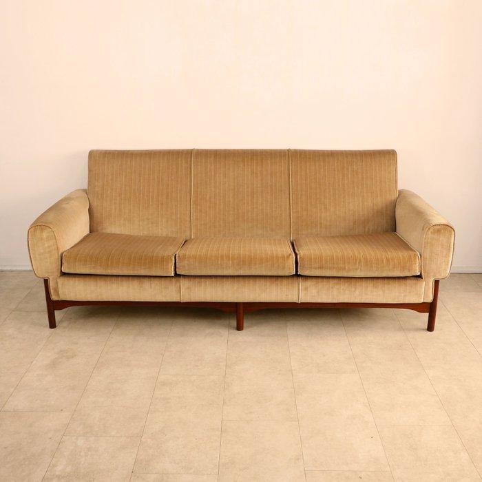 Fratelli Saporiti - Canapé (3) - Kiushu - Velours, Teck, Antiek en Kunst, Kunst | Designobjecten