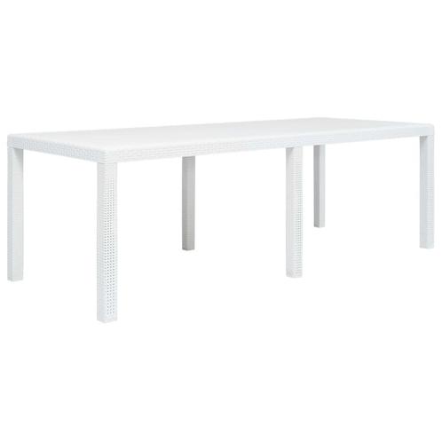 vidaXL Tuintafel 220x90x72 cm rattan-look kunststof wit, Tuin en Terras, Tuintafels, Nieuw, Verzenden
