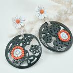 Bloedkoraal - Zilver - Oorbellen - HOUTEN BRACELET EN KORAAL, Antiek en Kunst