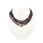 Glaskralen ketting/sautoir met gouden slot; Antiek/vintag..., Gebruikt, Overige kleuren, Ophalen of Verzenden, Met edelsteen