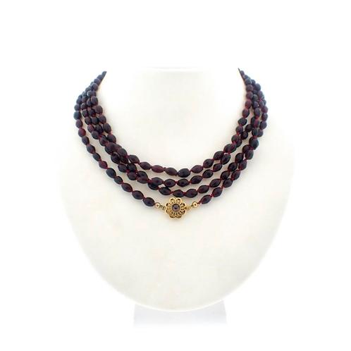Glaskralen ketting/sautoir met gouden slot; Antiek/vintag..., Handtassen en Accessoires, Kettingen, Overige kleuren, Gebruikt