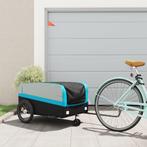 vidaXL Fietstrailer 45 kg ijzer zwart en blauw, Fietsen en Brommers, Fietsaccessoires | Aanhangwagens en Karren, Verzenden, Nieuw