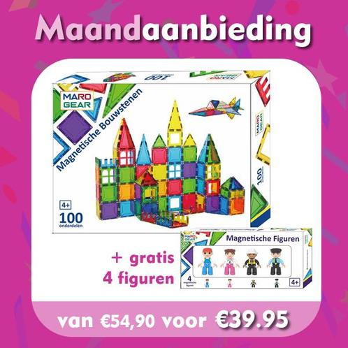 Magnetische Bouwstenen set 100 onderdelen + 4 figuren, Kinderen en Baby's, Speelgoed | Bouwstenen, Nieuw, Overige merken, Ophalen of Verzenden