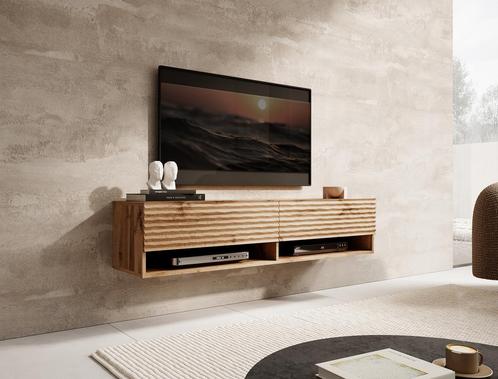 Meubella TV-Meubel Wave Eiken 140cm hangend zwevend, Huis en Inrichting, Kasten |Televisiemeubels, 25 tot 50 cm, Nieuw, Overige materialen
