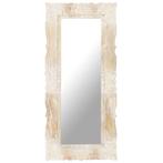 vidaXL Spiegel 110x50 cm massief mangohout wit, Huis en Inrichting, Woonaccessoires | Spiegels, Verzenden, Nieuw