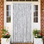 vidaXL Vliegengordijn 118x220 cm chenille grijs en wit, Doe-het-zelf en Bouw, Deuren en Vliegenramen, Verzenden, Nieuw