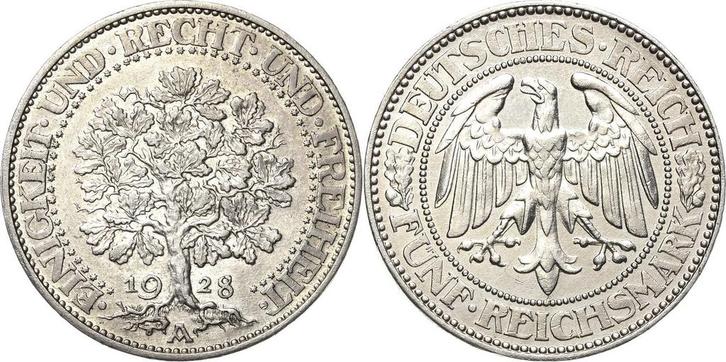 5 Reichsmark 1928 (MuntenenBankbiljetten-Duitslandvanaf1871), Postzegels en Munten, Munten | Europa | Niet-Euromunten, België