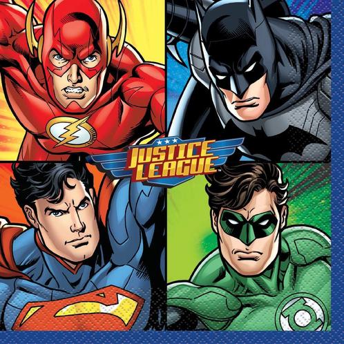 Justice League Servetten 33cm 16st, Hobby & Loisirs créatifs, Articles de fête, Envoi