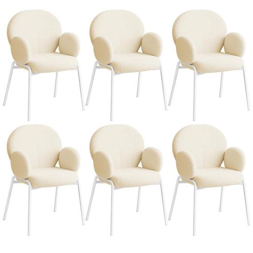 tectake Stoel Scandi gestoffeerd, bouclé stof - crème, Set v, Huis en Inrichting, Stoelen, Verzenden