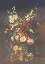 Escuela italiana (XVIII-XIX) - Still life with flowers and, Antiek en Kunst