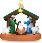 COSTWAY 180 cm opblaasbare kerststal, kerstdecoratie met led, Diversen, Verzenden, Nieuw